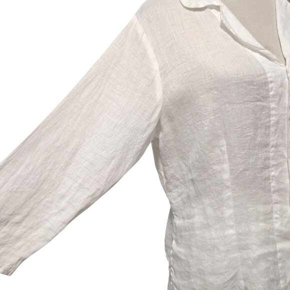 CP Shades Womens Size M White 100% Linen Button Up Shirt Maxi Pull On Skirt Set - Picture 4 of 10